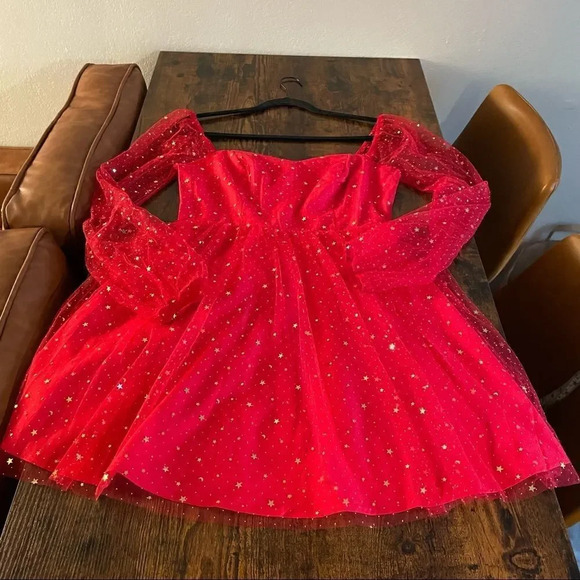 Double Crazy Star Mesh Fit & Flare Dress - Picture 7 of 15